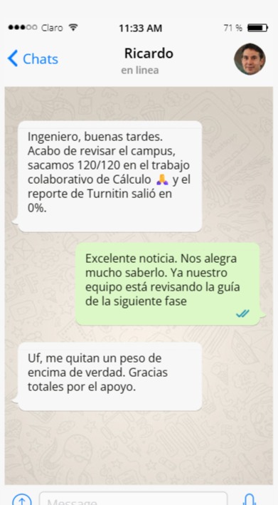 Testimonio WhatsApp 1